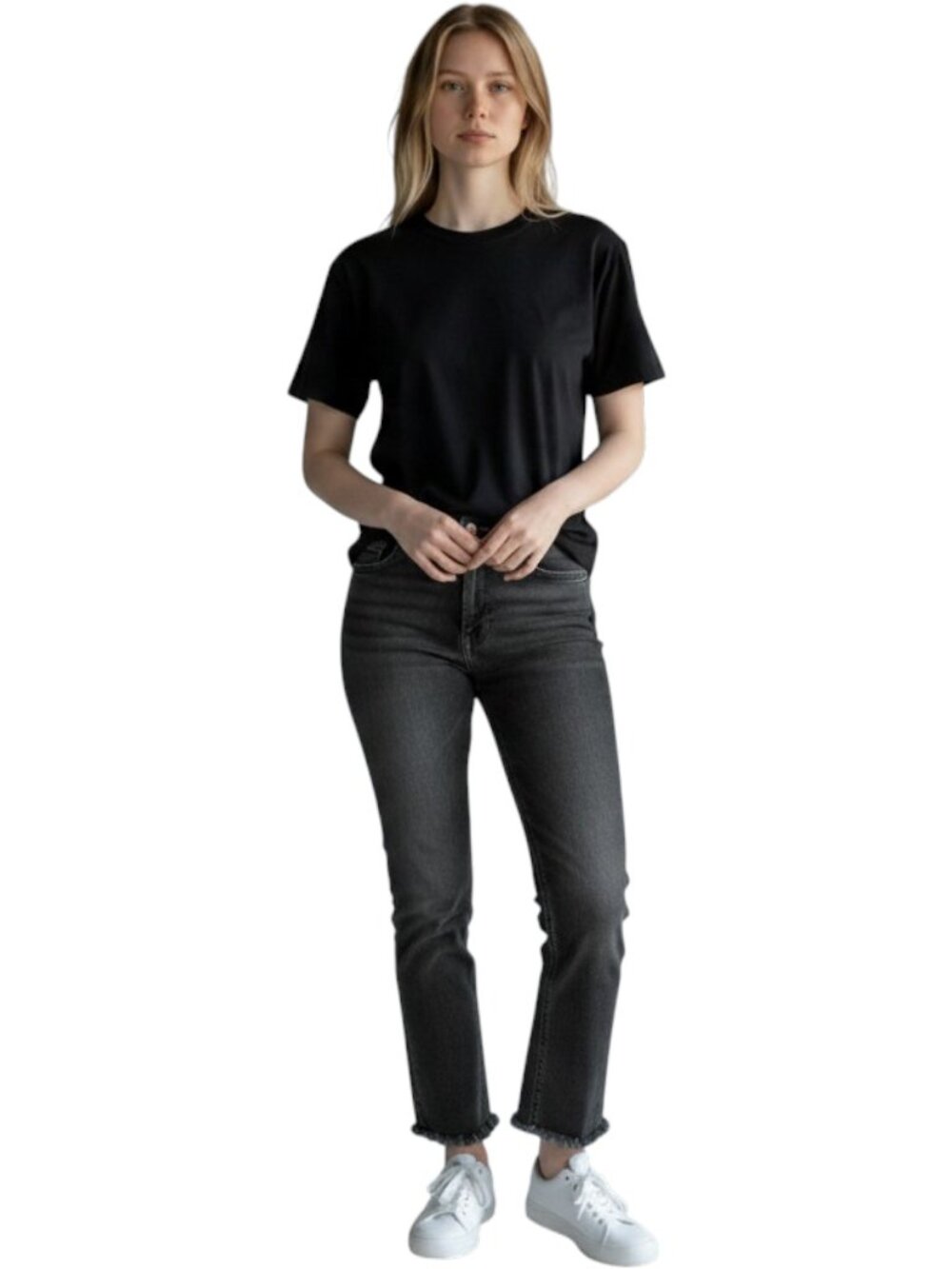 Paige Heights Women's 30 Gray Blue Straight Leg Raw Hem Jeans Denim